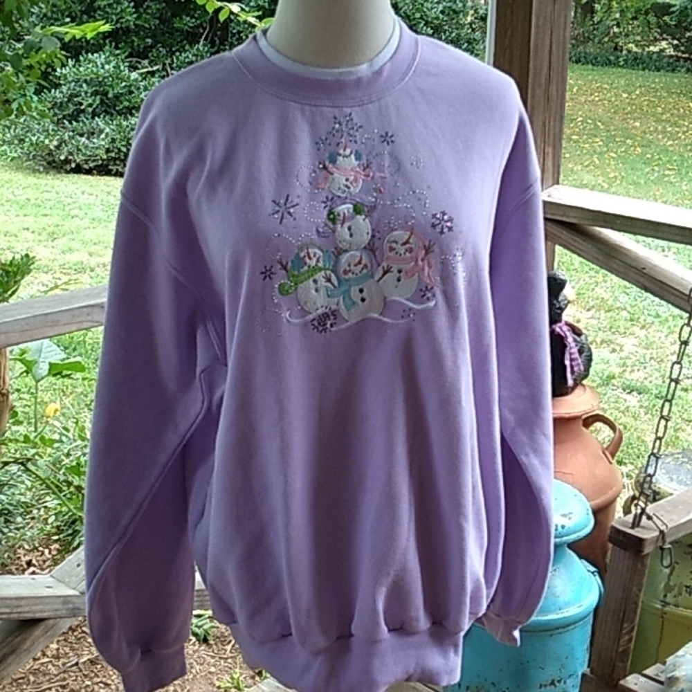 Decorated Originals XL purple Christmas snowmen sweatshirt 💜